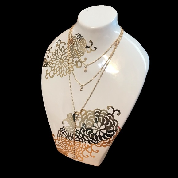 Boho Gold Necklace Layered Diamond Stars Choker - Picture 2 of 4